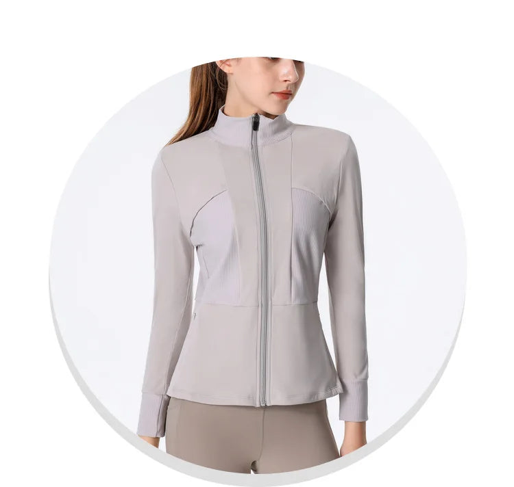 New Autumn SeasonsYoga Wear Women's Running Sportswear Tops Zip Up Sweatshirt Workout Fitness Clothes Cardigan Slim Tight Jacket