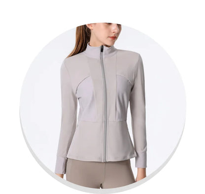 New Autumn SeasonsYoga Wear Women's Running Sportswear Tops Zip Up Sweatshirt Workout Fitness Clothes Cardigan Slim Tight Jacket