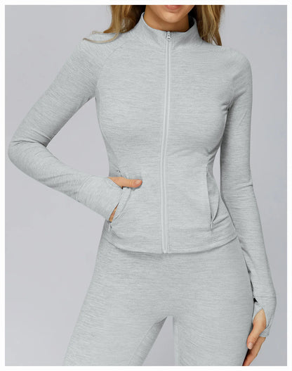 Zip Fitness Clothes Women Long Sleeve Sports Jacket Gym Clothes Woman Yoga Shirt Quick Dry Top Sunscreen Sportswear Yoga Clothes
