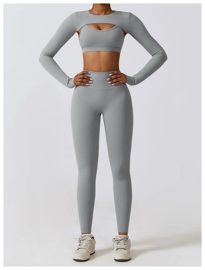 Customized LOGO women's autumn and winter tight yoga clothes quick-drying sports and thin fitness clothes three-piece set