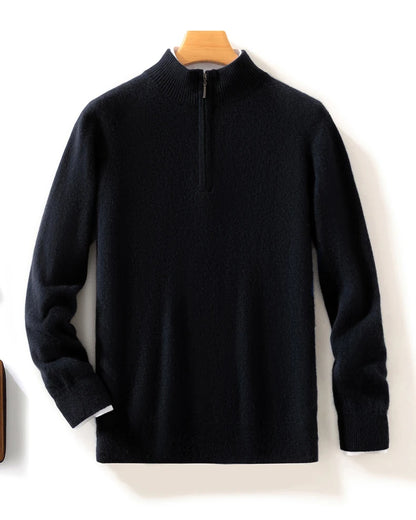 High-end 100% Cashmere Pullover for Men Mock Collar Thick Sweater Autumn Winter Knitted Jumper Warm Clothing Smart Casual Top