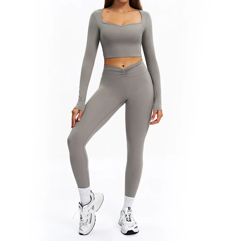 SWELTERING 2PCS Yoga Set Fitness Gym Tracksuit Sportswear Women Workout Outfits High Waist Leggings Sports Bra Athletic Wear