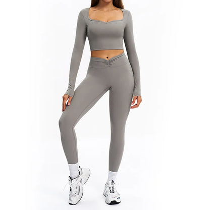 SWELTERING 2PCS Yoga Set Fitness Gym Tracksuit Sportswear Women Workout Outfits High Waist Leggings Sports Bra Athletic Wear