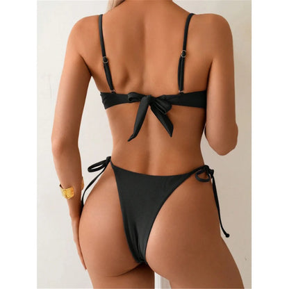 S - XL 5 Colors Metal Ring Underwired Bikini Female Swimsuit Women Swimwear Two-pieces Bikini set Bather Bathing Suit Swim V6935