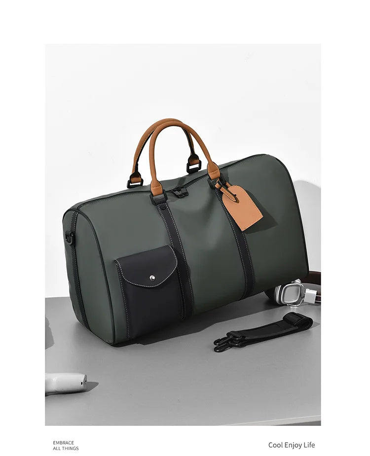 Custom Large Capacity Travel bag Totes Waterproof Crossbody Bag Man  Leather Travel Bag Handheld Bag print logo Business Handbag