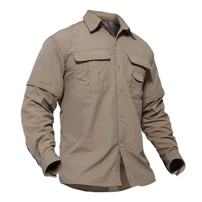 TACVASEN Quick Dry Long Sleeve Cargo Work Shirts with Pockets Mens Nylon Safari Hiking Shirts Button Down Shirts Clothes Males
