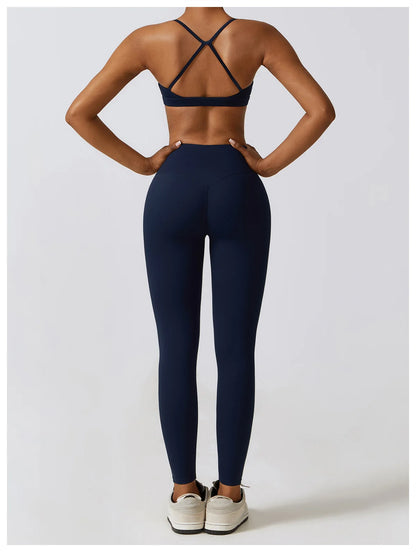 Women 2/3pcs Workout Outfits Yoga Sets Sportswear Gym Workout Clothing Tracksuit High Waist Leggings and Stretch Sports Bra