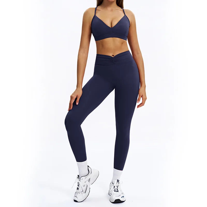 SWELTERING 2PCS Yoga Set Fitness Gym Tracksuit Sportswear Women Workout Outfits High Waist Leggings Sports Bra Athletic Wear