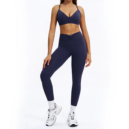 SWELTERING 2PCS Yoga Set Fitness Gym Tracksuit Sportswear Women Workout Outfits High Waist Leggings Sports Bra Athletic Wear