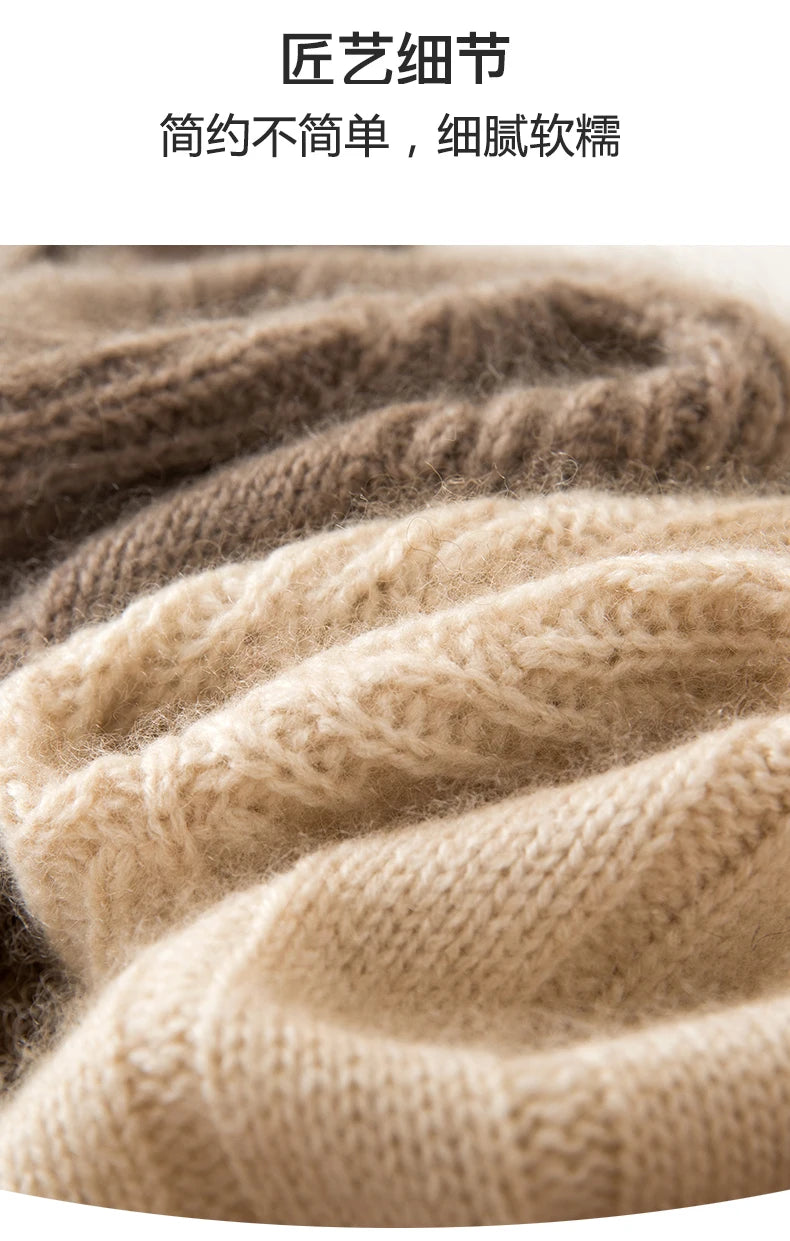 Thickened Outdoor Hat Autumn And Winter Men's And Women's Pullover 100%cashmere Hat With Groove Strip Casual And Warm Woolen Hat