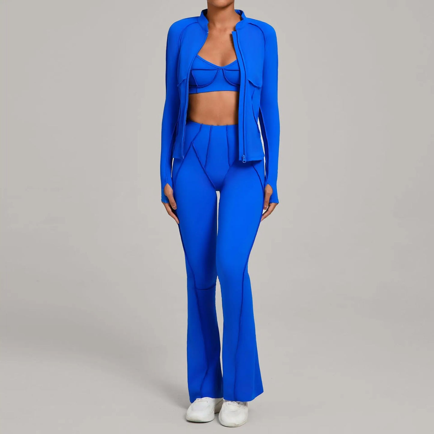 SWELTERING 3PCS Women's Yoga Suit Gym Fitness Set Sports Wear Yoga Tracksuit Running Workout Set Female Push Up Athletic Wear