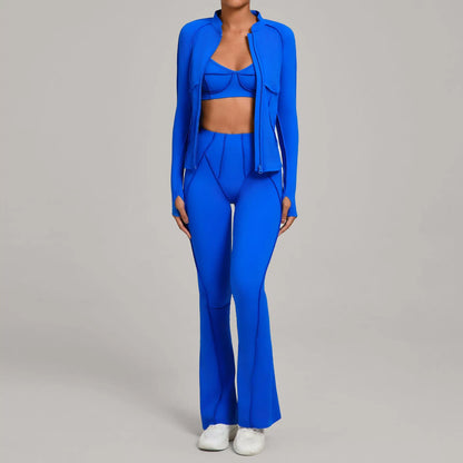 SWELTERING 3PCS Women's Yoga Suit Gym Fitness Set Sports Wear Yoga Tracksuit Running Workout Set Female Push Up Athletic Wear