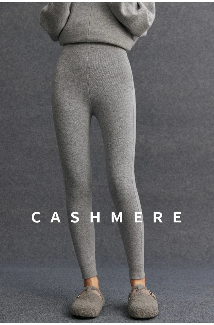 High Quality Women 100% Cashmere Legging Basic Soft elastic Pants Autumn Winter Cashmere Knitted Legging Trousers Warm Comfy