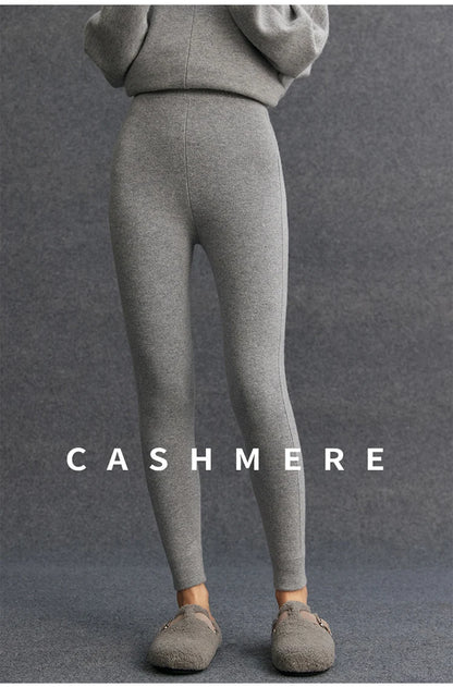 High Quality Women 100% Cashmere Legging Basic Soft elastic Pants Autumn Winter Cashmere Knitted Legging Trousers Warm Comfy
