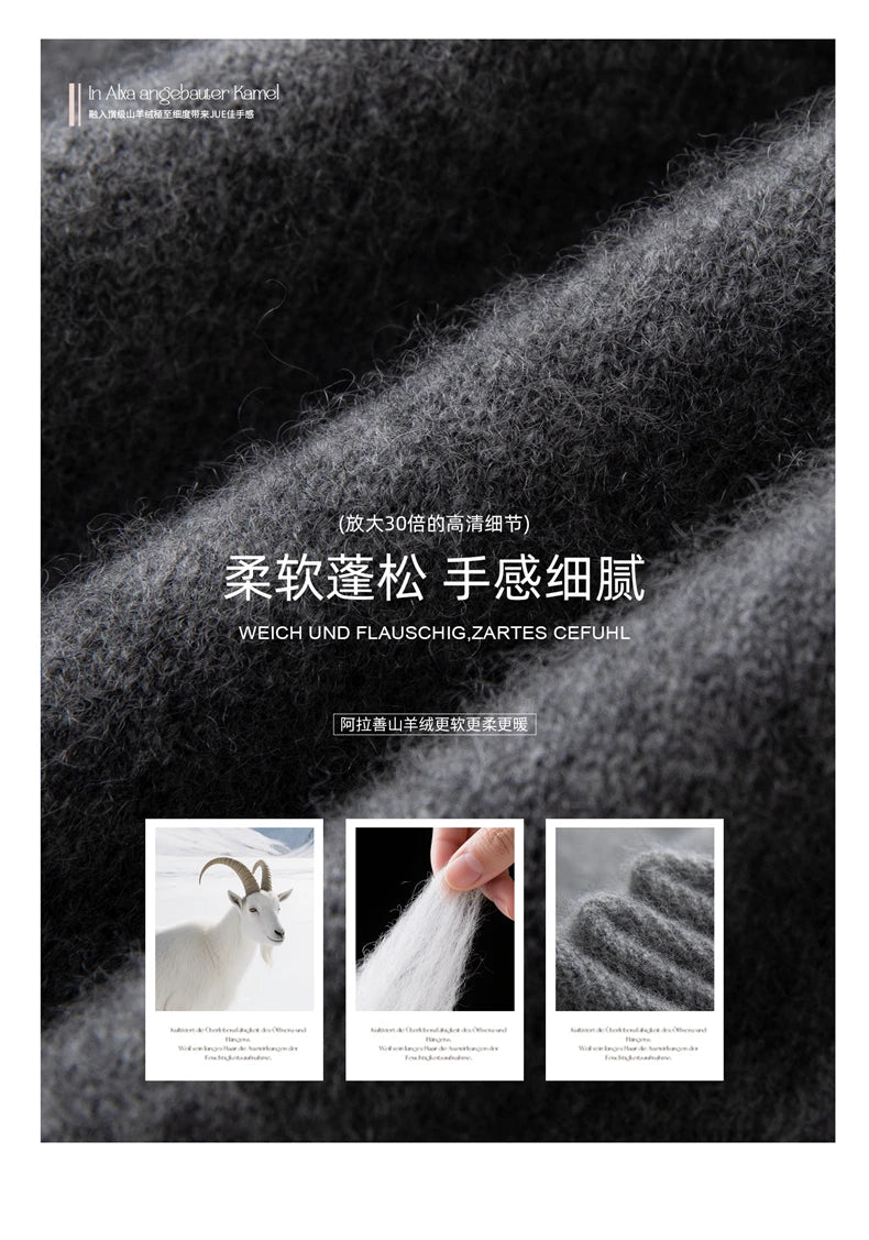 CHICUU Autumn Winter Women Thick O-neck Cardigan Basic Simple 100% Cashmere Sweater Solid Long Sleeve Cardigan Coat Knitwear