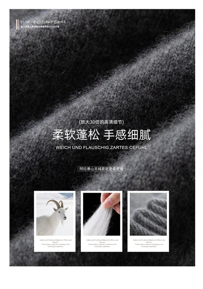 CHICUU Autumn Winter Women Thick O-neck Cardigan Basic Simple 100% Cashmere Sweater Solid Long Sleeve Cardigan Coat Knitwear