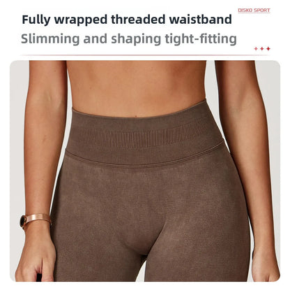 Custom LOGO Women's Seamless Sandblasting Yoga Pants High Waist Hip Lift Tight Running Sports Fitness Yoga Pants