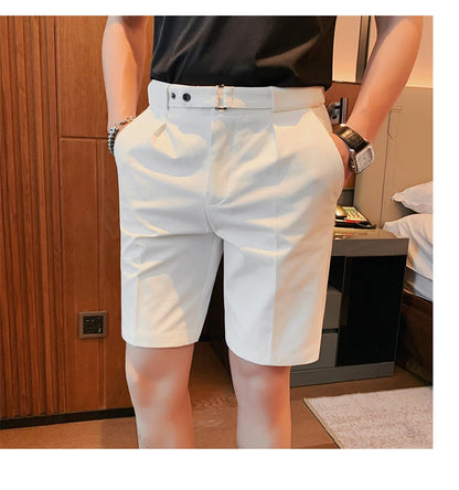 4 Color Summer British Style Suit Shorts 2023 Men Naples Business Casual Slim Fit Short Pant Fashion Slim Fit Solid Color Pants