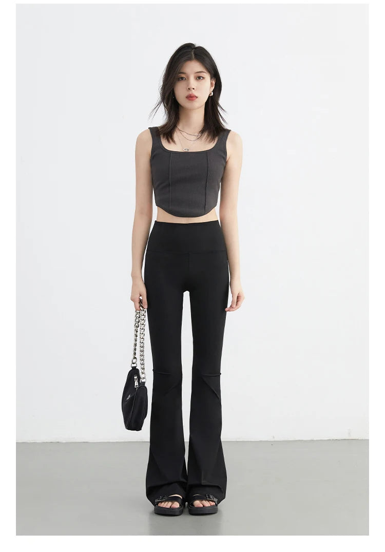 CHIC VEN Women Long Pants Slim New High Waisted Elastic Casual Pant Female Black Flared Trousers Yoga Clothing Autumn 2026