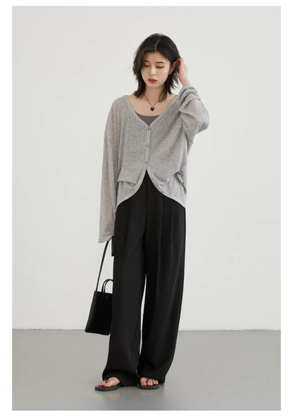CHIC VEN Women Pants New Casual High Waisted Female Pleated Trousers Drooping Wide Leg Long Pant Office Lady Spring Summer 2025
