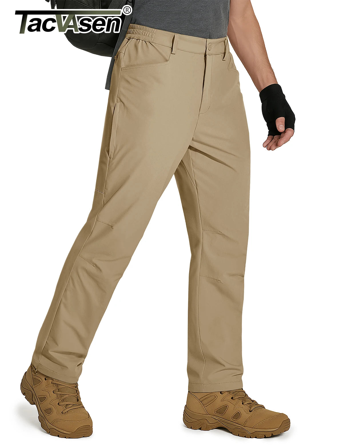 TACVASEN Hiking Straight Pants 5 Pockets Mens Lightweight Quick Dry Ripstop Trousers Waterproof Stretchy Pants Outdoor Fishing