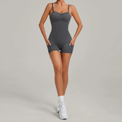 Women's Yoga Jumpsuits Sports Fitness One-piece Beauty Back Strap Pocket Hip-lifting Slim Fit Running Workout Training Bodysuits