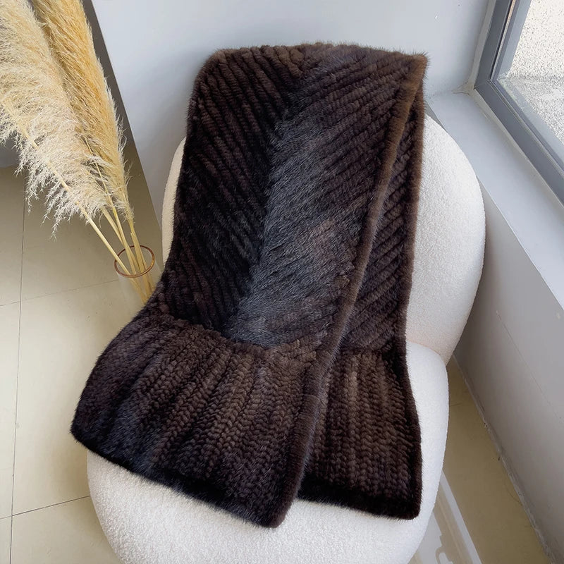 New mink woven women's scarf autumn and winter twill shawl warm herringbone scarfs fur Knitting high quality fishtail Scarves