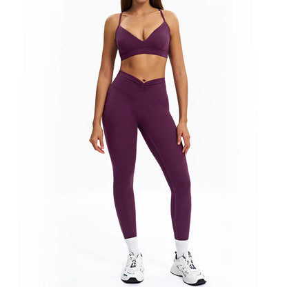SWELTERING 2PCS Yoga Set Fitness Gym Tracksuit Sportswear Women Workout Outfits High Waist Leggings Sports Bra Athletic Wear