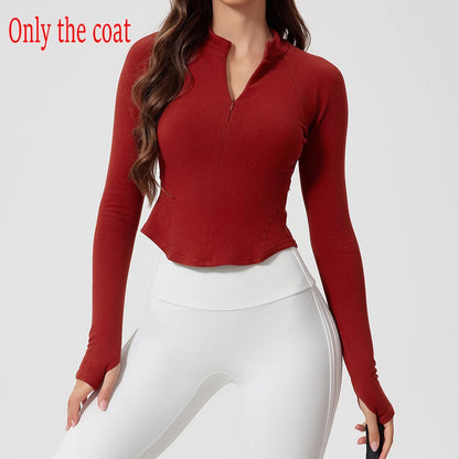 Half Zipper Running Fitness Jacket Outdoor Sports Long Sleeved Women Slim Gym Workout Top Female Yoga Clothes Quick Dry Jacket