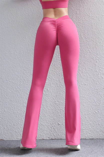 TRY TO BN Gym Flare Leggings Back Waist V Leggings Scrunch Yoga Clothing Fitness Workout Trousers Tights Women Sports Pants Sexy
