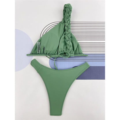 Sexy Cut Out One Shoulder Brazilian Bikini Women Swimwear Female Swimsuit Two-pieces Bikini set Bather Bathing Suit Swim V4515