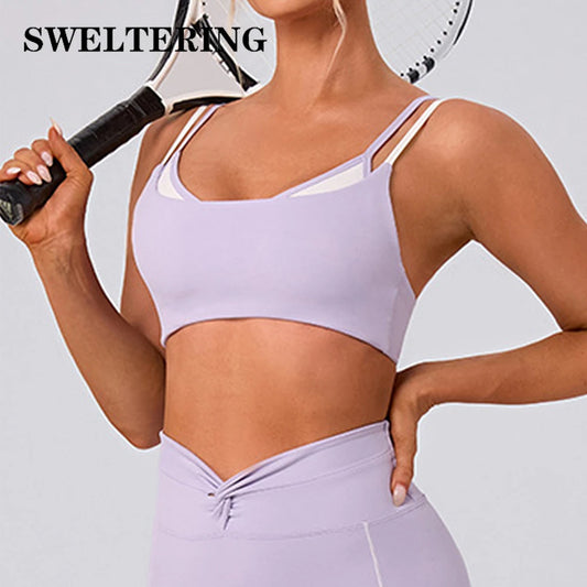 Yoga Bra Color Clashing Shockproof Sports Underwear Women Breathable Gym Fitness Top Female Yoga Workout Underwear Sports Top