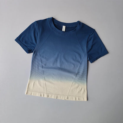 Yoga Top Light Fitting Elastic Quick Drying Sports T-shirt for Women's Personalized Fitness Short Sleeved Summer Thin Style