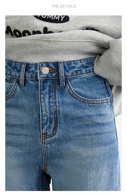 CHIC VEN Women Jeans Blue Loose Casual Solid New Retro Cotton Wide Leg Denim Pants Female Trousers Spring Autumn 2025