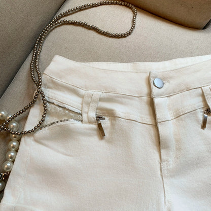DEAT Fashion Casual Cargo Shorts Women's Khaki Lace Pocket Trim High Waist Daily Streetwear Hot Pants Summer New 7A3928