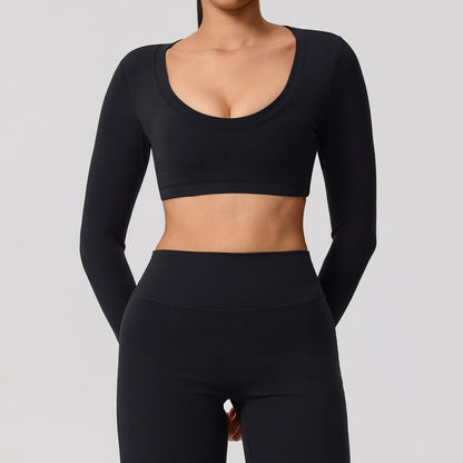 Women's Sports Long Shirt Female Backless Yoga Breathable Soft Shirt Autumn and Winter Training Top Woman Gym Sportswear