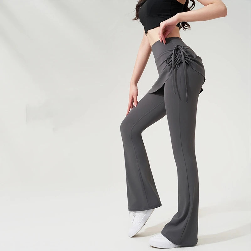 Yoga Bell-bottom Pants Fake Two-piece Skirt Pants High Waist Hip Lift Tight Body Anti-exposure Pilates Sports Fitness Leggings