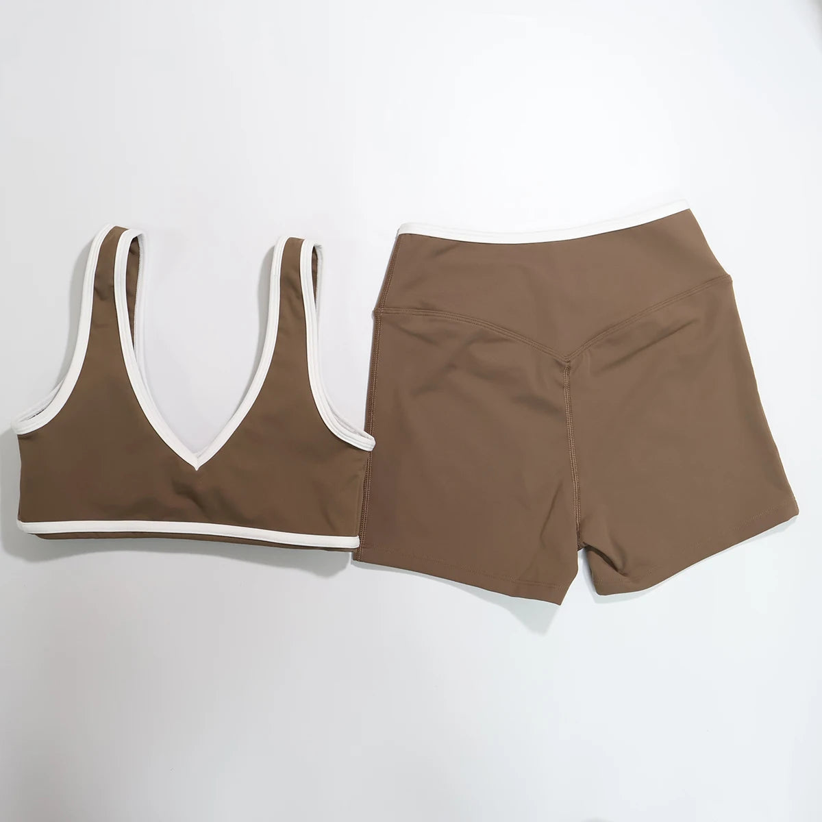 New Summer Women's Fashion Yoga Sports Bra Set (2-Piece) with Fitness Yoga Outfit Color-Blocked Fitness Two-Piece Set Female