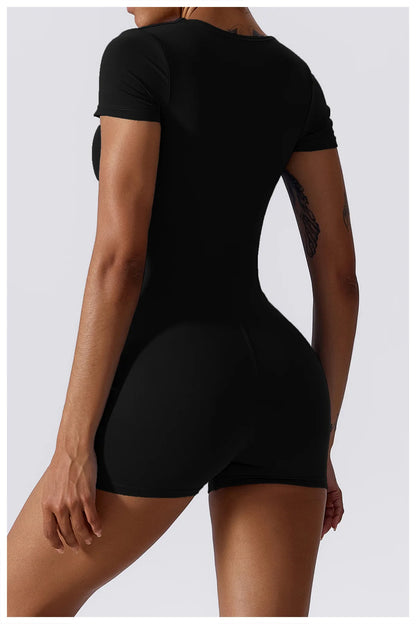 Summer Yoga Suit Women's Short One Piece Sports Suit Short Sleeve Gym Clothes Push Up Training Fitness Yoga Bodysuit Sportswear