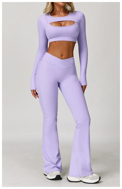 Women Yoga Shirts Crop Top Long Sleeves Sexy Hollow Out Shirts for Women Yoga Sports Fitness Gym Clothes Push Up Workout Tops
