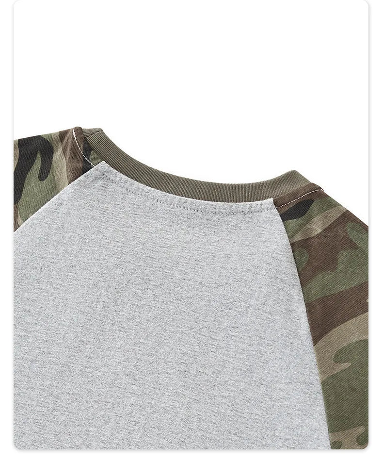 Custom LOGO Women's American Street Spice Girl Camouflage Ragged Short Sleeve T-Shirt 210G Cotton Slim-fit Contrast Top
