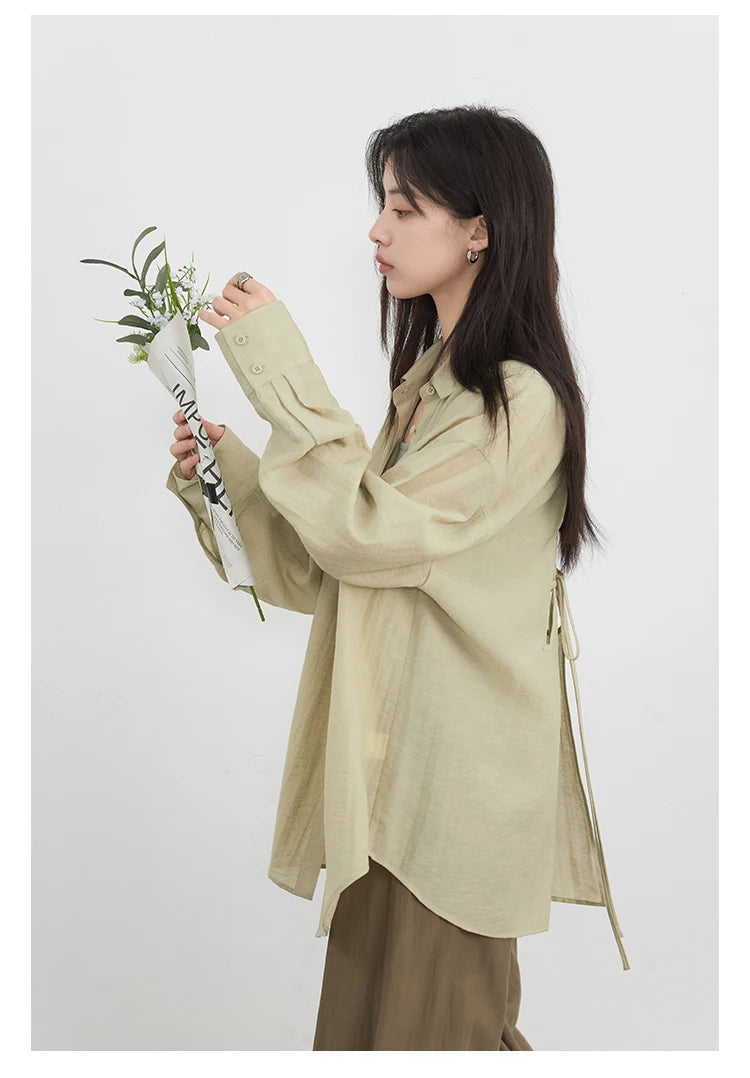 CHIC VEN Women Long Sleeve Shirts Solid Loose Casual New Style Design Back Hollow Out Shirt Female Blouse Spring Summer 2026