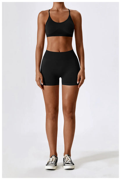 Seamless Yoga Set Gym Suits With Shorts Crop Top Sexy Bra Women's Pants 2 Pieces Set Running Workout Outfit Fitness Clothing