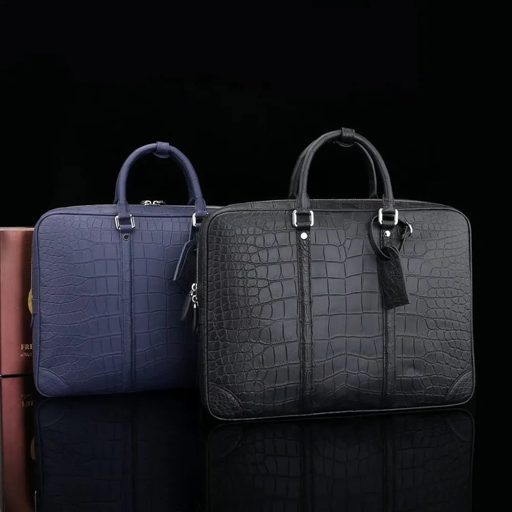Real crocodile belly leather business men's business briefcase authentic crocodile leather men's large laptop handbag