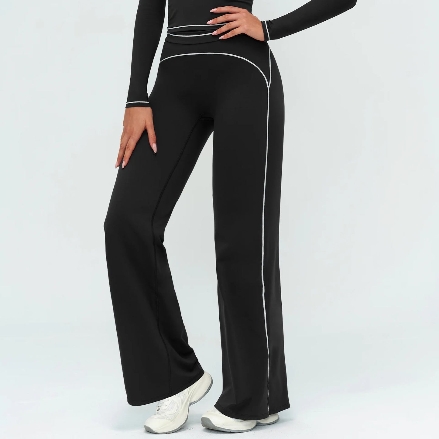 High Waist Yoga Wide Leg Pants Women Gym Fitness Bell-bottoms Pants Push Up Sports Trousers Female Casual Workout Flared Pants