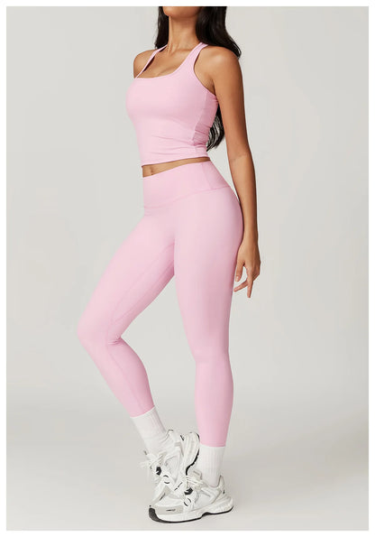 Two Pieces Fitness Yoga Set Women Gym Push Up Running Sportswear Female High Waist Tracksuits Workout Clothers Athletic Wear