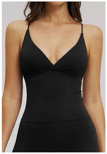 Women Sexy V Neck Yoga Bra Cross Back Strap Sports Underwear Shockproof Gym Workout Vest Female Solid Sports Fitness Underwear