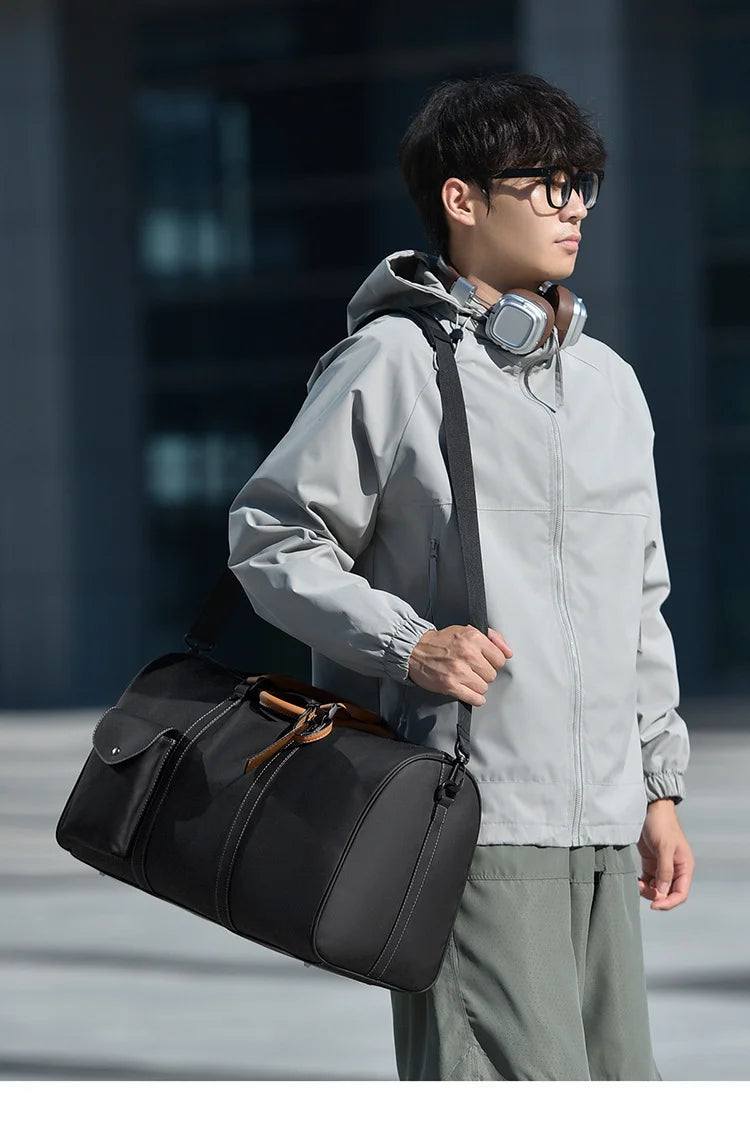 Custom Large Capacity Travel bag Totes Waterproof Crossbody Bag Man  Leather Travel Bag Handheld Bag print logo Business Handbag