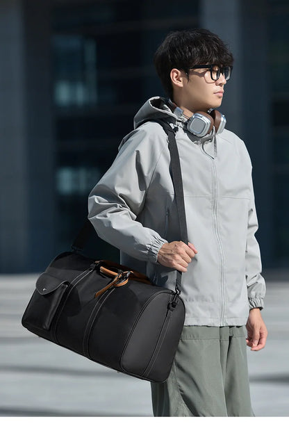 Custom Large Capacity Travel bag Totes Waterproof Crossbody Bag Man  Leather Travel Bag Handheld Bag print logo Business Handbag