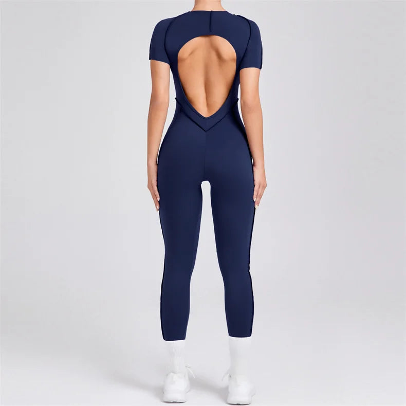 TRY TO BN Sport Jumpsuit Short Sleeves Backless Fitness Yoga Pant Workout Bodysuit One Piece Sportswear Tights Women Gym Clothes